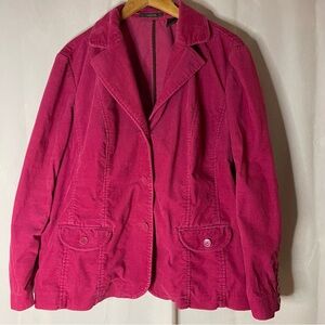 Liz Claiborne - Women's hot Pink Corduroy Jacket blazer 18 W‎ pockets button up